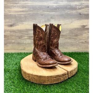 Horsepower Youth - Size 12 - Brown Gator Print Square Toe Cowboy Boots 1070